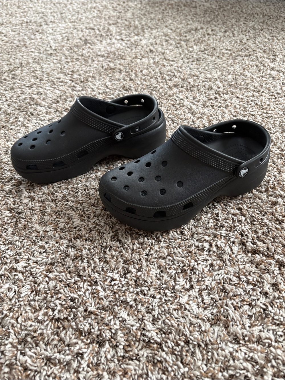 Black platform classic Crocs clogs